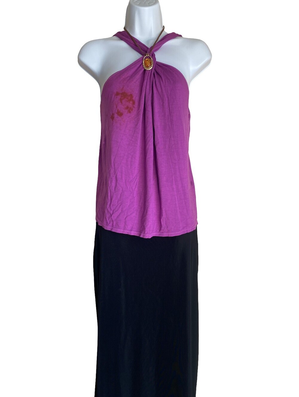 Y2K Michael Stars Women's L Purple Halter Top Blouse Whimsigoth Grunge Goth Fall